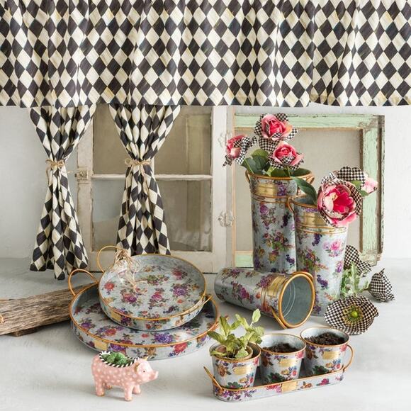 Brand New Mackenzie Childs Flower Market Galvanized Serving Trays, Set of 2 - Picture 8 of 8